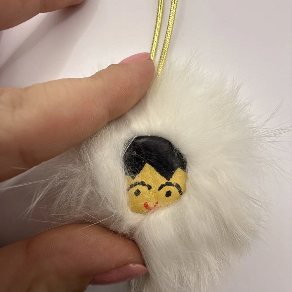 Alaska Artisan Hand Crafted Leather Fur Eskimo Ornament & Woven Santa Blanket
